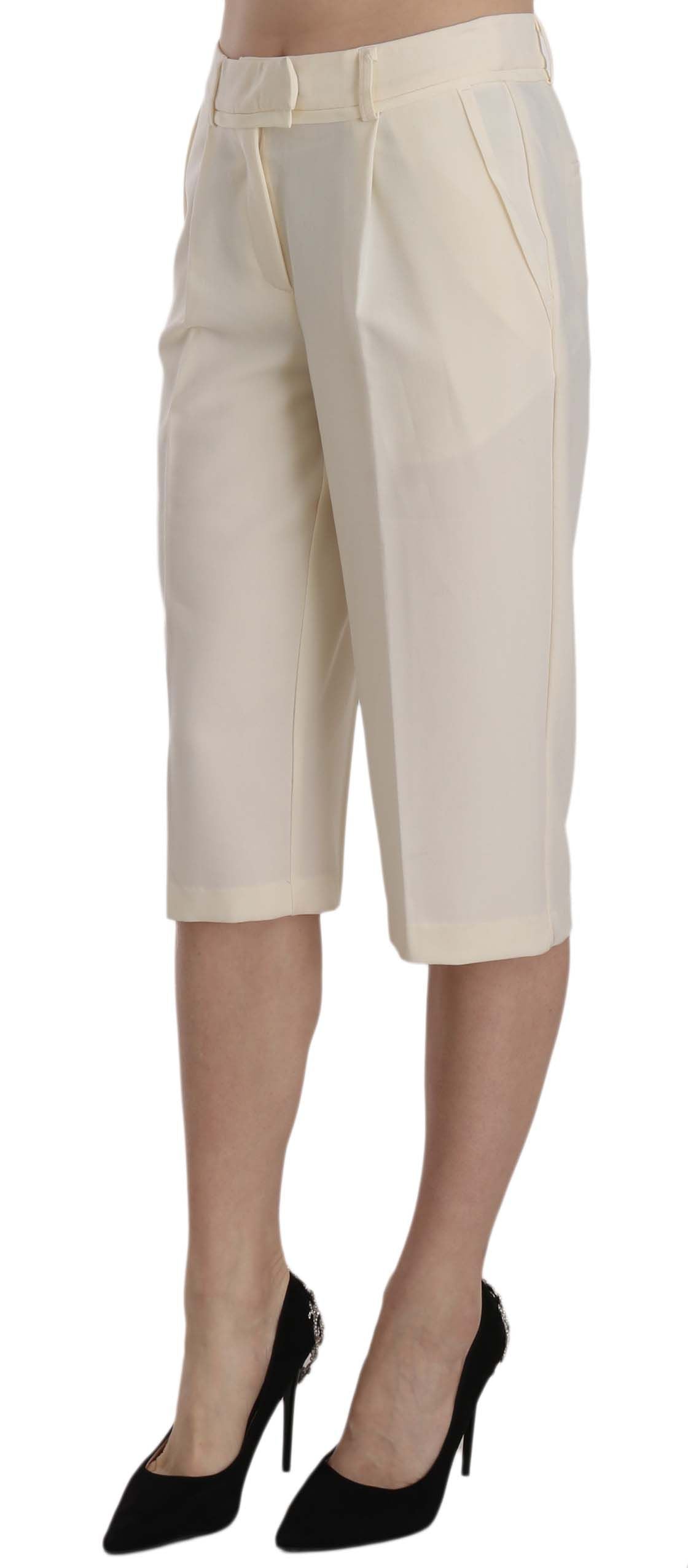 Silvian Heach Elegant Straight Cropped Pants in Women's Cream