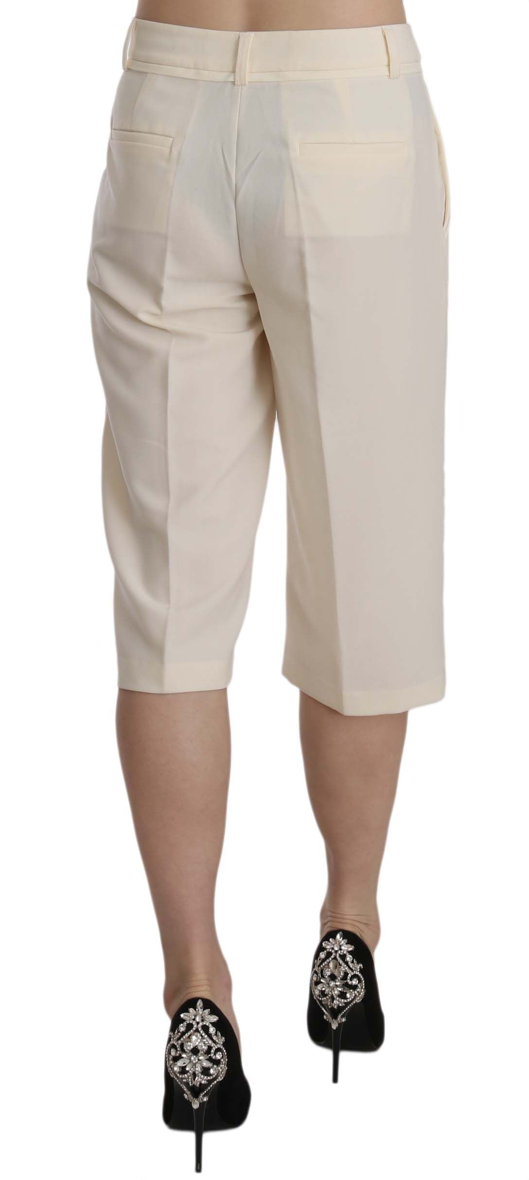 Silvian Heach Elegant Straight Cropped Pants in Women's Cream