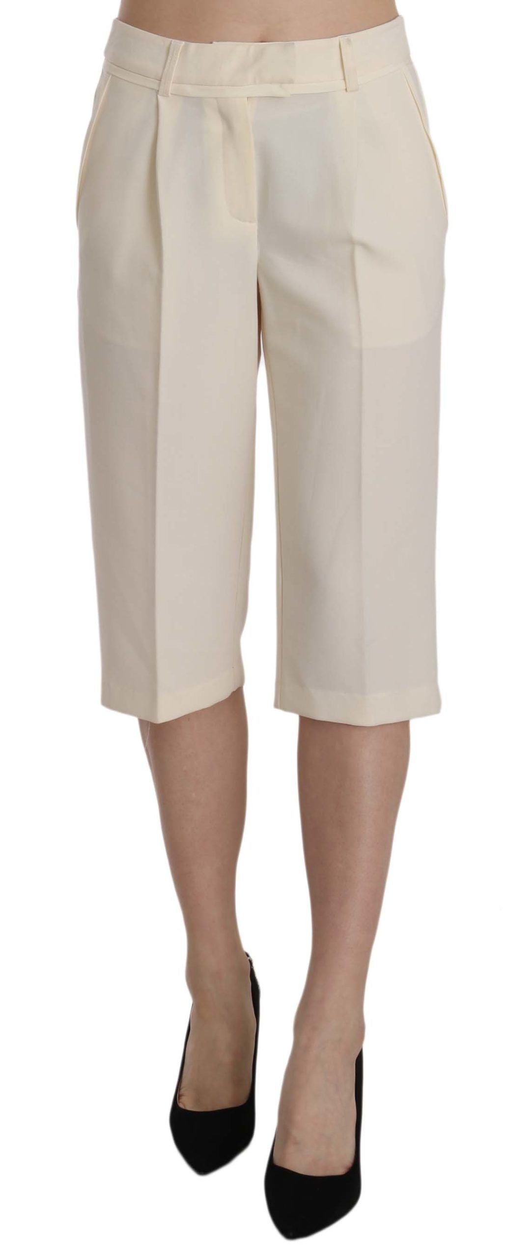 Silvian Heach Elegant Straight Cropped Pants in Women's Cream