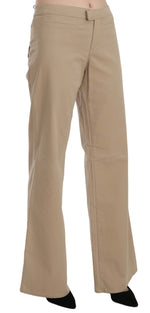 Just Cavalli Beige Mid Waist Flared Luxury Women's Trousers