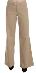 Just Cavalli Beige Mid Waist Flared Luxury Women's Trousers