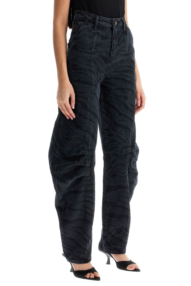 Rotate Women's Animal Print Barrel Jeans