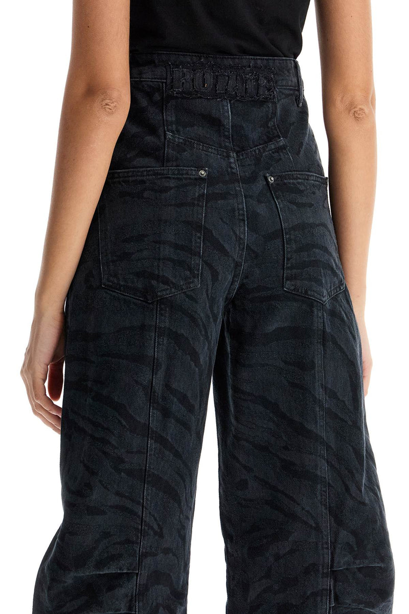 Rotate Women's Animal Print Barrel Jeans