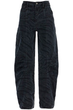 Rotate Women's Animal Print Barrel Jeans