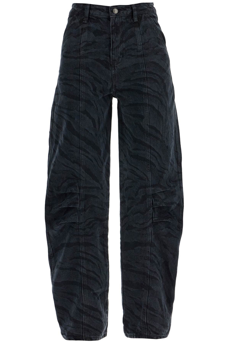 Rotate Women's Animal Print Barrel Jeans