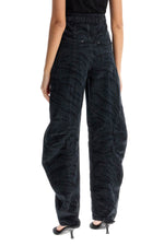 Rotate Women's Animal Print Barrel Jeans