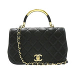 Chanel Coco Handle Black Leather Shoulder Bag (Pre-Owned)