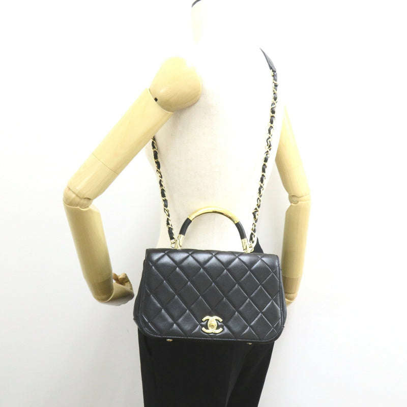 Chanel Coco Handle Black Leather Shoulder Bag (Pre-Owned)