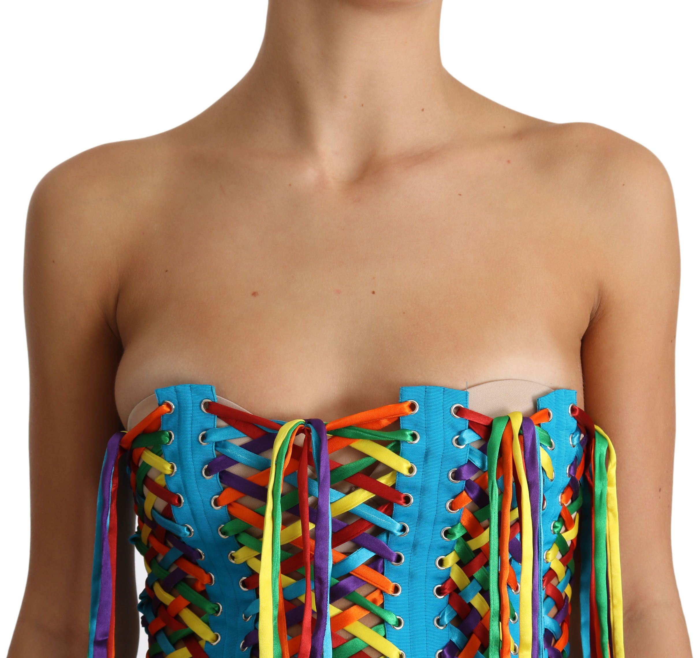 Dolce & Gabbana Multicolor Strapless Bustier Corset Women's Top