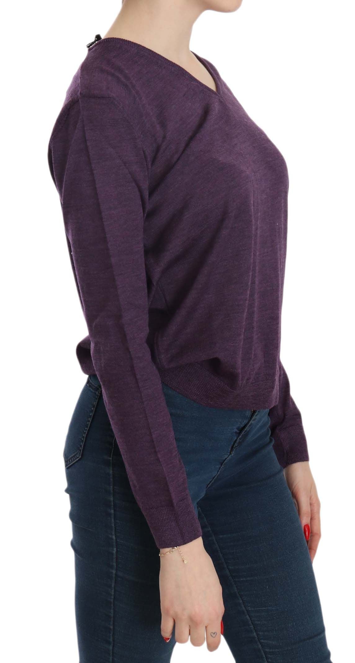 BYBLOS Elegant Purple V-Neck Wool Women's Blouse