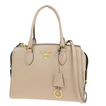 Prada Saffiano Beige Leather Handbag (Pre-Owned)