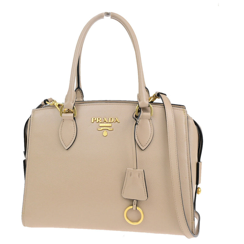 Prada Saffiano Beige Leather Handbag (Pre-Owned)