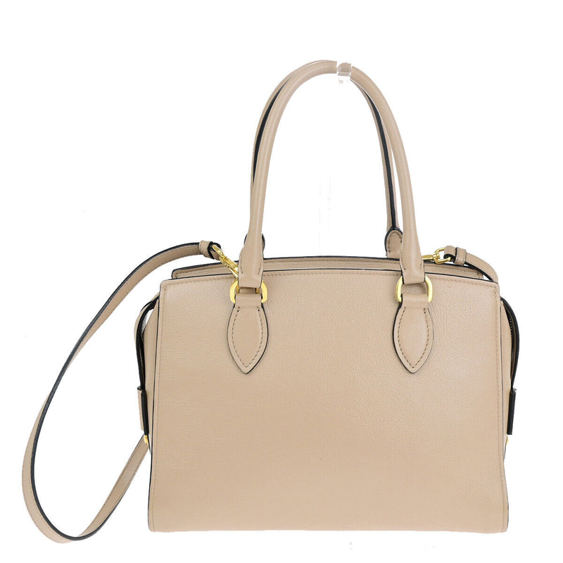 Prada Saffiano Beige Leather Handbag (Pre-Owned)