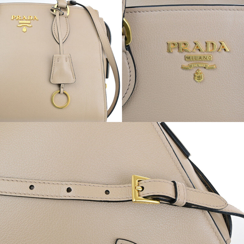 Prada Saffiano Beige Leather Handbag (Pre-Owned)