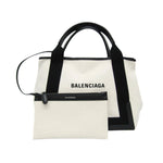 Balenciaga Navy Cabas White Canvas Handbag (Pre-Owned)