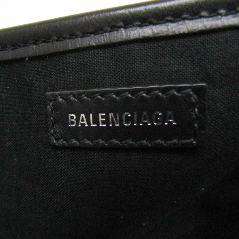 Balenciaga Navy Cabas White Canvas Handbag (Pre-Owned)