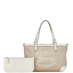 Gucci Craft Beige Canvas Handbag (Pre-Owned)