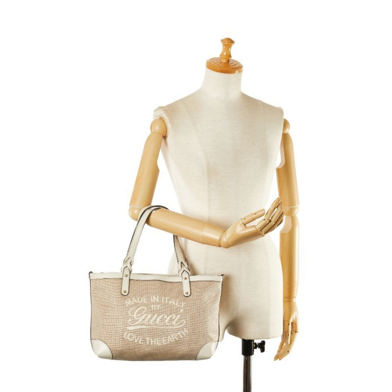 Gucci Craft Beige Canvas Handbag (Pre-Owned)