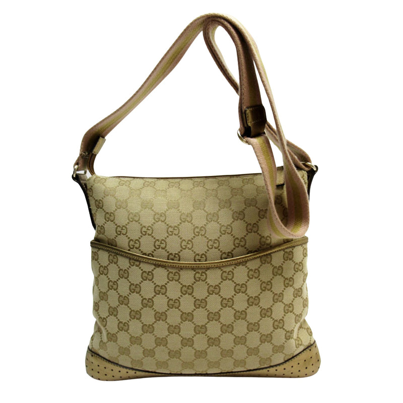 Gucci Gg Canvas Beige Canvas Shoulder Bag (Pre-Owned)