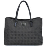 Fendi Zucchino Black Canvas Handbag (Pre-Owned)