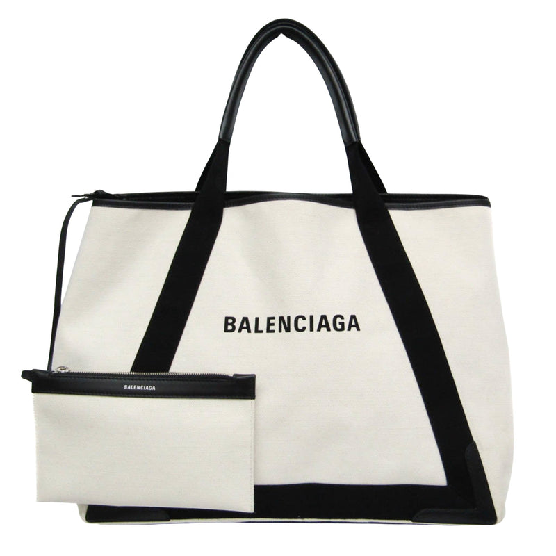 Balenciaga Navy Cabas White Canvas Tote Bag (Pre-Owned)