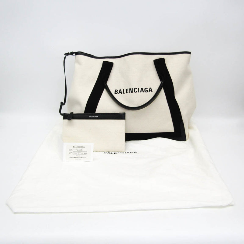 Balenciaga Navy Cabas White Canvas Tote Bag (Pre-Owned)