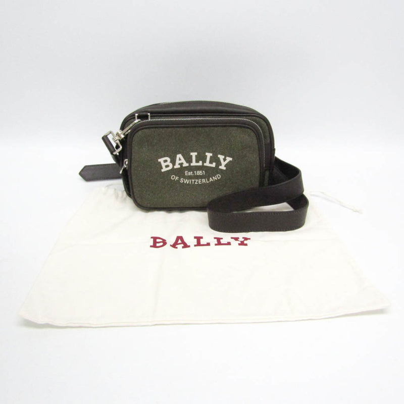 Bally Khaki Canvas Shoulder Bag (Pre-Owned)