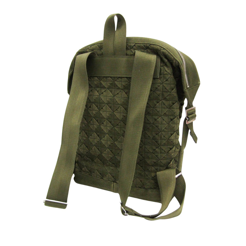 Bottega Veneta Intrecciato Khaki Canvas Backpack Bag (Pre-Owned)