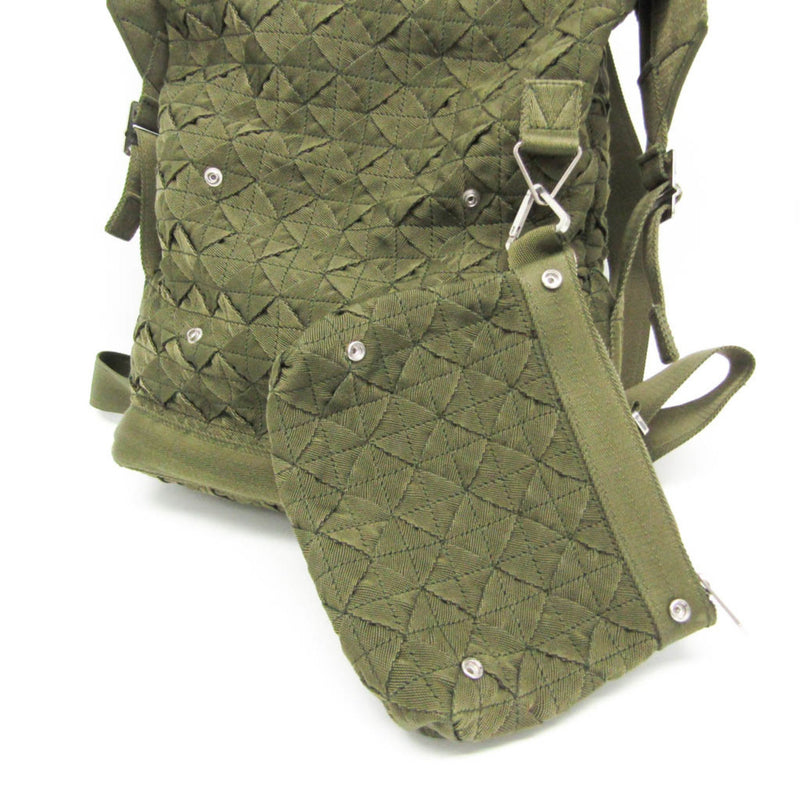 Bottega Veneta Intrecciato Khaki Canvas Backpack Bag (Pre-Owned)