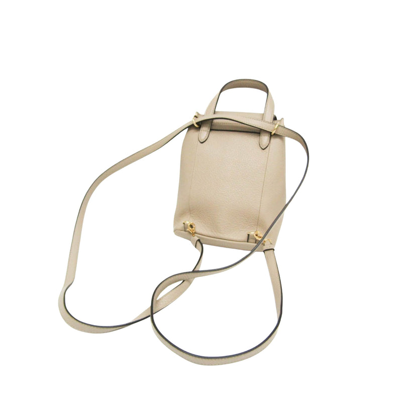 Salvatore Ferragamo Gancini Beige Leather Backpack Bag (Pre-Owned)