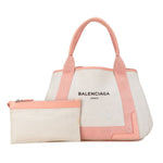 Balenciaga Navy Cabas Ecru Canvas Tote Bag (Pre-Owned)