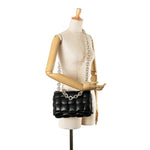 Bottega Veneta Padded Black Leather Shoulder Bag (Pre-Owned)