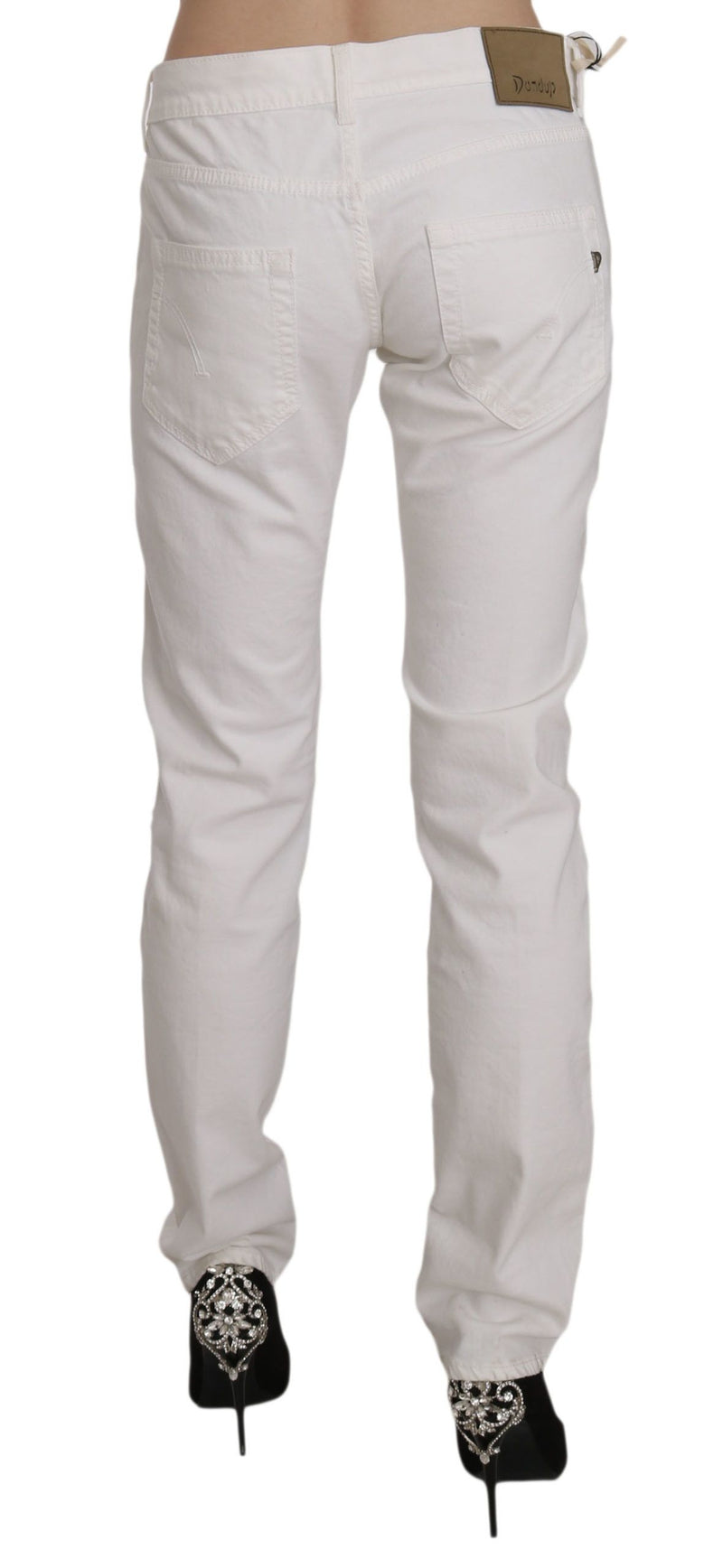 Dondup Chic White Skinny Cotton Blend Women's Pants