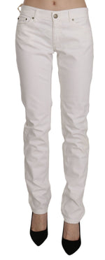 Dondup Chic White Skinny Cotton Blend Women's Pants