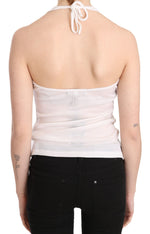 GF Ferre Elegant White Halter Casual Tank Women's Top