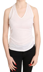 GF Ferre Elegant White Halter Casual Tank Women's Top