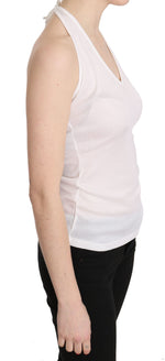 GF Ferre Elegant White Halter Casual Tank Women's Top