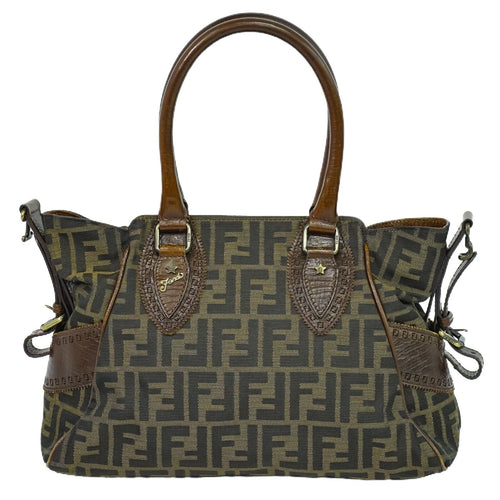 Fendi Etniko Brown Canvas Handbag (Pre-Owned)