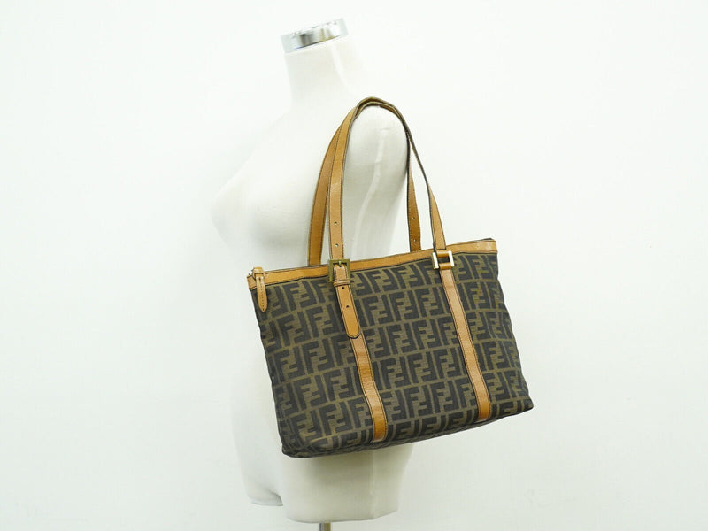 Fendi Zucca Brown Canvas Shopper Bag (Pre-Owned)