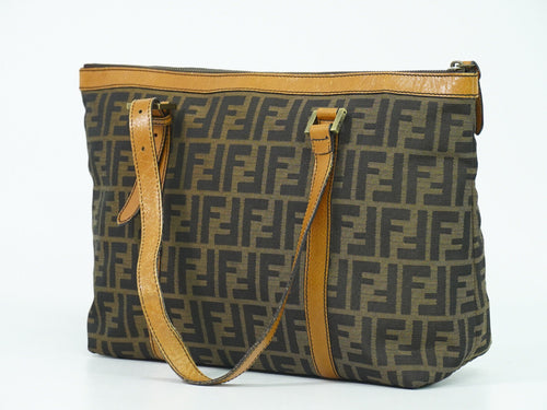 Fendi Zucca Brown Canvas Shopper Bag (Pre-Owned)