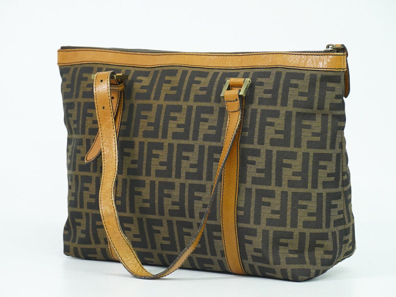 Fendi Zucca Brown Canvas Shopper Bag (Pre-Owned)