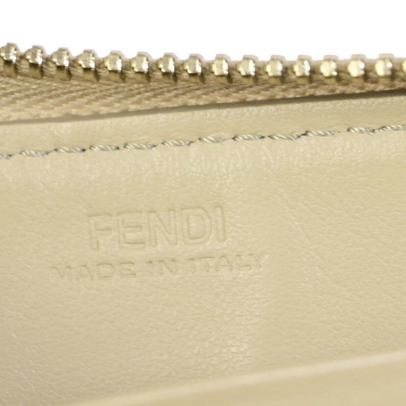 Fendi Round Zipper Beige Leather Wallet  (Pre-Owned)