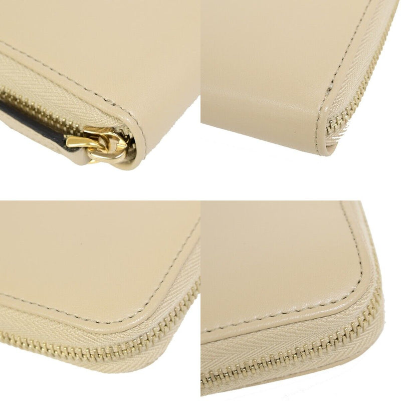 Fendi Round Zipper Beige Leather Wallet  (Pre-Owned)