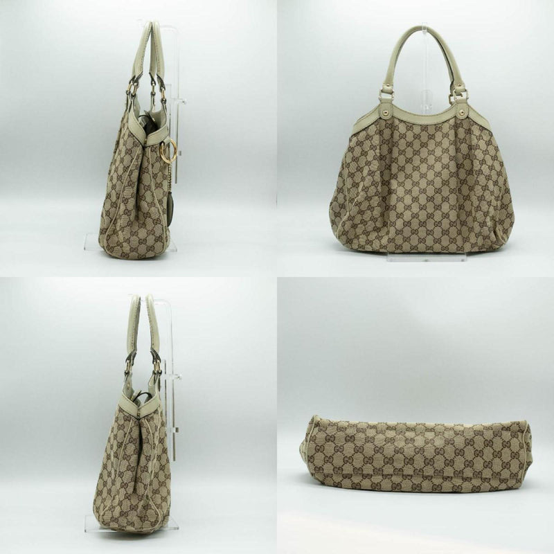 Gucci Sukey Beige Canvas Tote Bag (Pre-Owned)