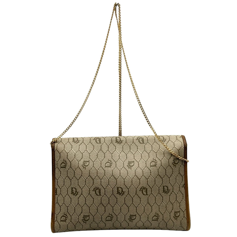 Dior Honeycomb Beige Canvas Shoulder Bag (Pre-Owned)