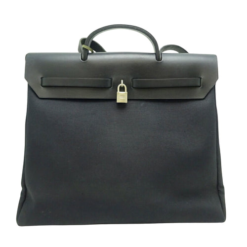 Hermès Herbag Black Canvas Shoulder Bag (Pre-Owned)