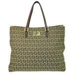 Fendi Zucchino Brown Canvas Handbag (Pre-Owned)