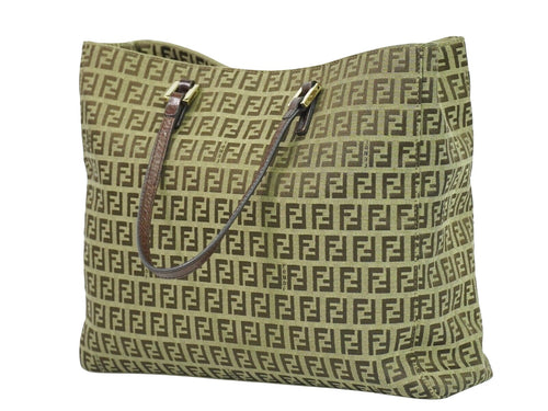 Fendi Zucchino Brown Canvas Handbag (Pre-Owned)