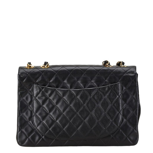 Chanel Jumbo Black Leather Shoulder Bag (Pre-Owned)