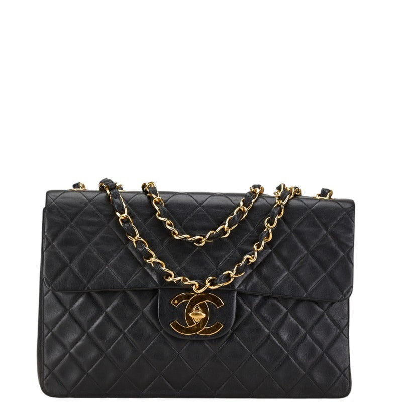 Chanel Jumbo Black Leather Shoulder Bag (Pre-Owned)